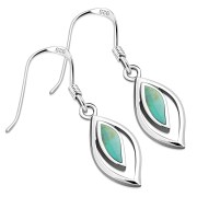 Turquoise Drop Silver Hook Earrings, e347